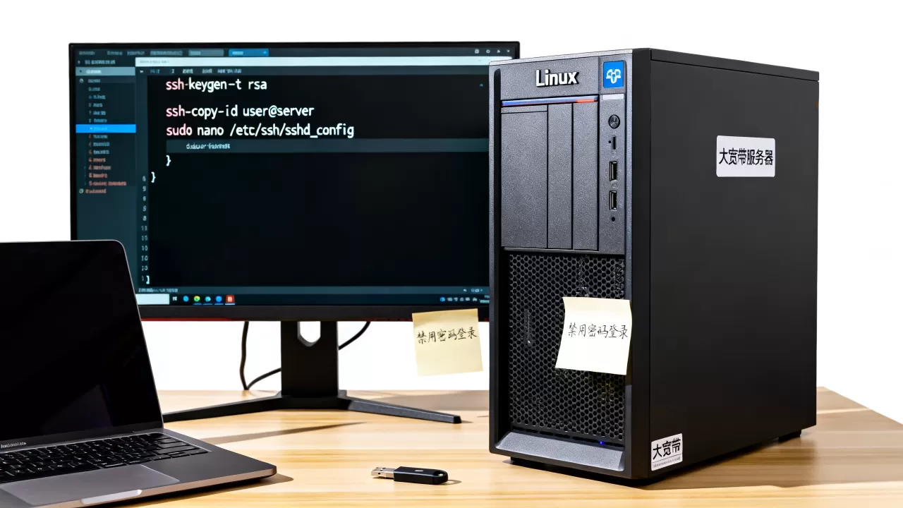 大宽带服务器如何配置SSH密钥登录禁用密码？Linux服务器SSH密钥登录设置教程