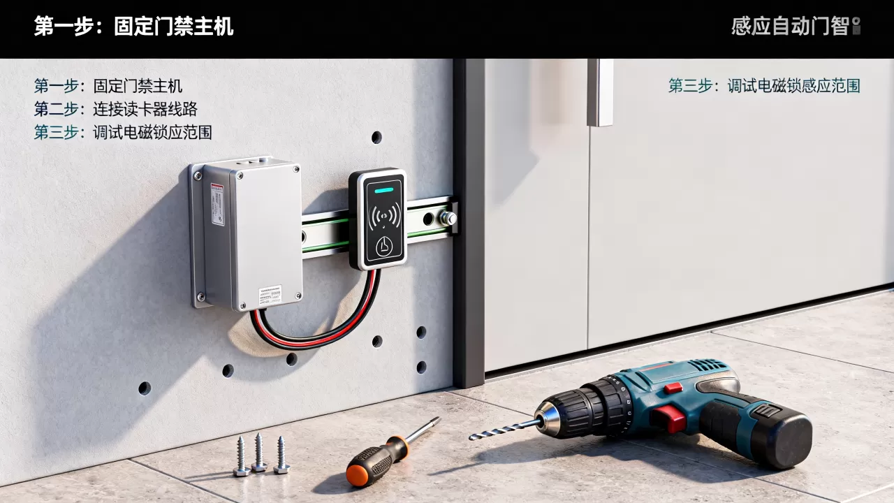 感应自动门智能门禁系统怎么安装？