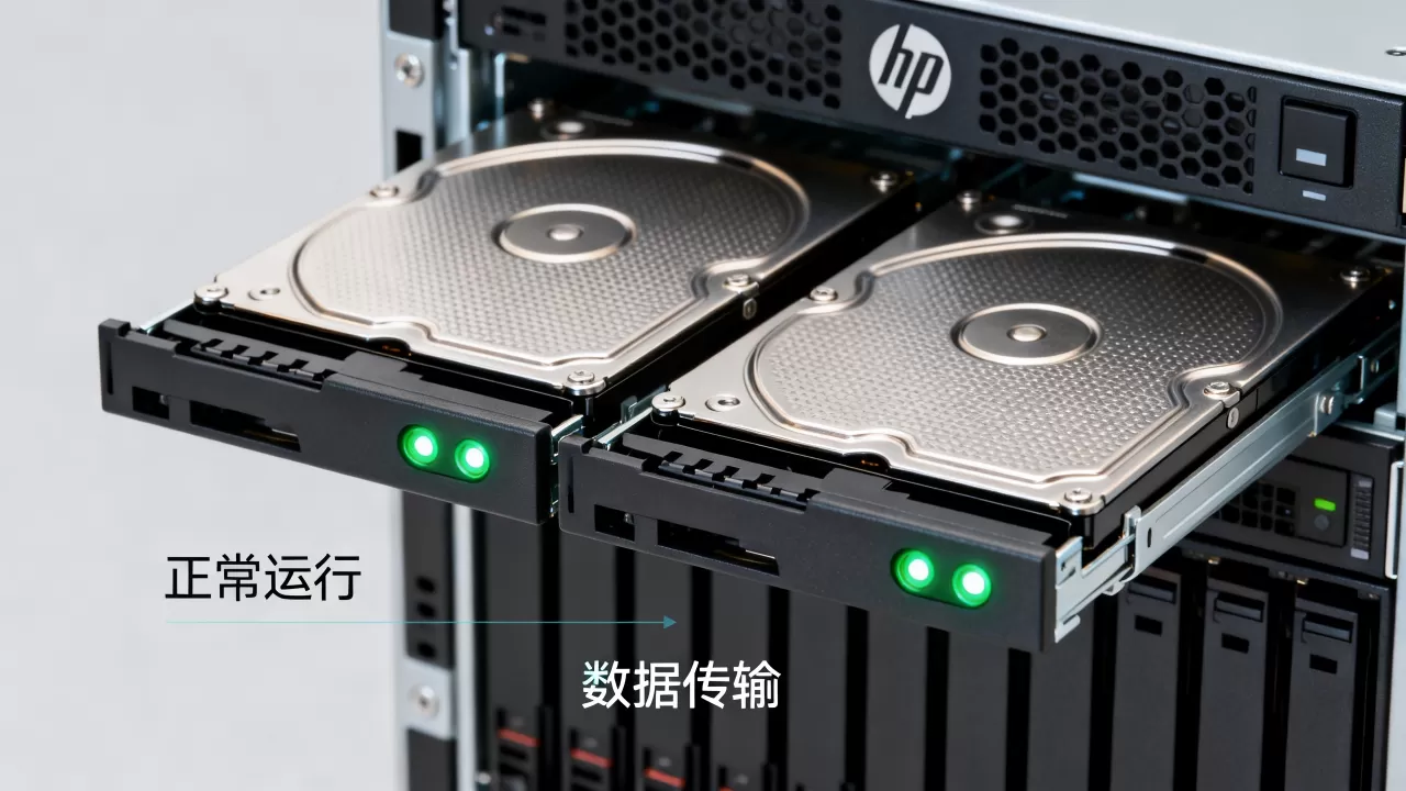 hp服务器硬盘两个绿灯代表什么意思？服务器硬盘指示灯状态详解