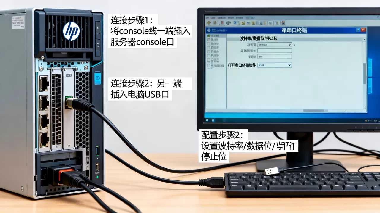 hp服务器console线怎么用？连接电脑后如何配置串口终端