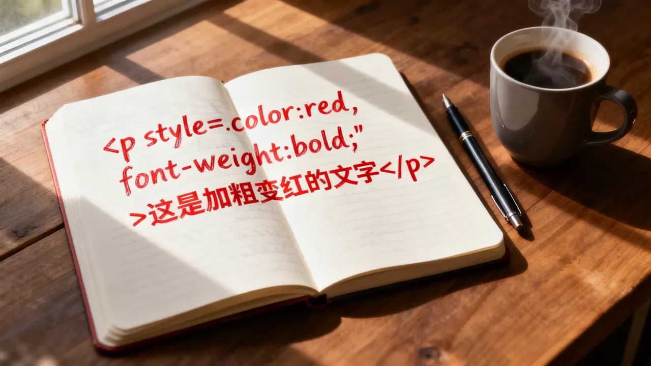 html文字怎么改颜色？html文字加粗变红代码