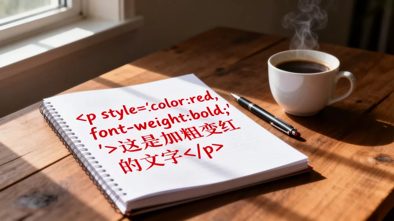 html文字怎么改颜色？html文字加粗变红代码
