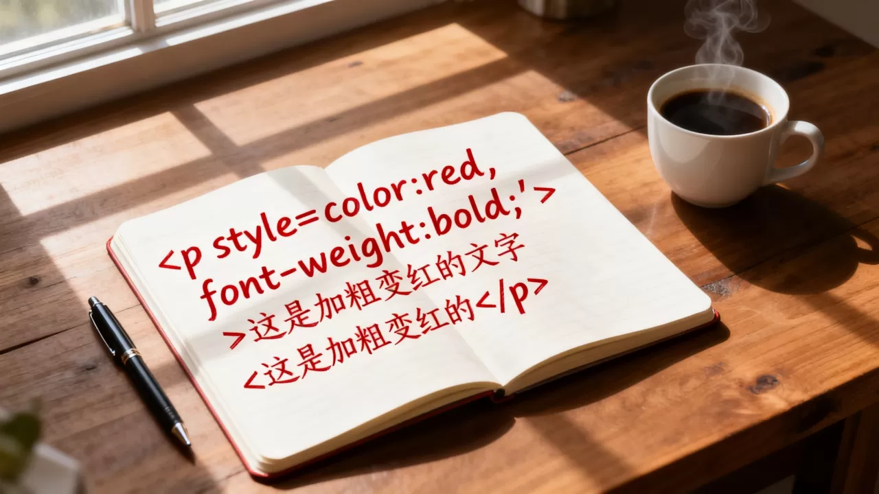 html文字怎么改颜色？html文字加粗变红代码