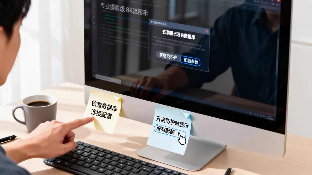 安装显示没有数据库怎么办？开启防护时显示没有配额怎么解决