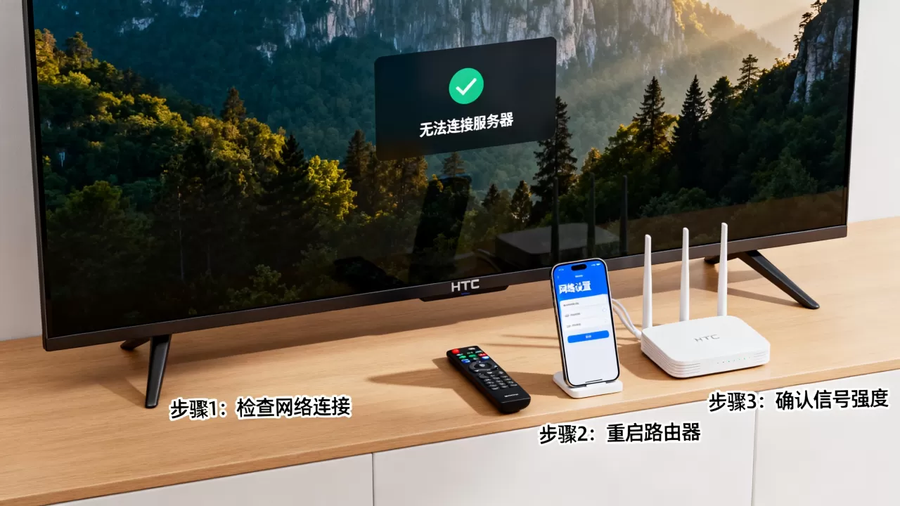 HTC电视无法从服务器获取数据怎么办？电视连不上服务器怎么解决