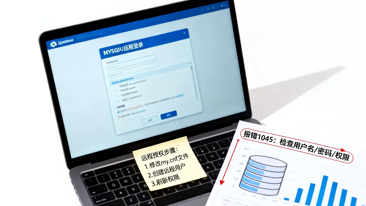 如何设置MYSQL远程登录授权？mysql远程连接报错1045怎么解决