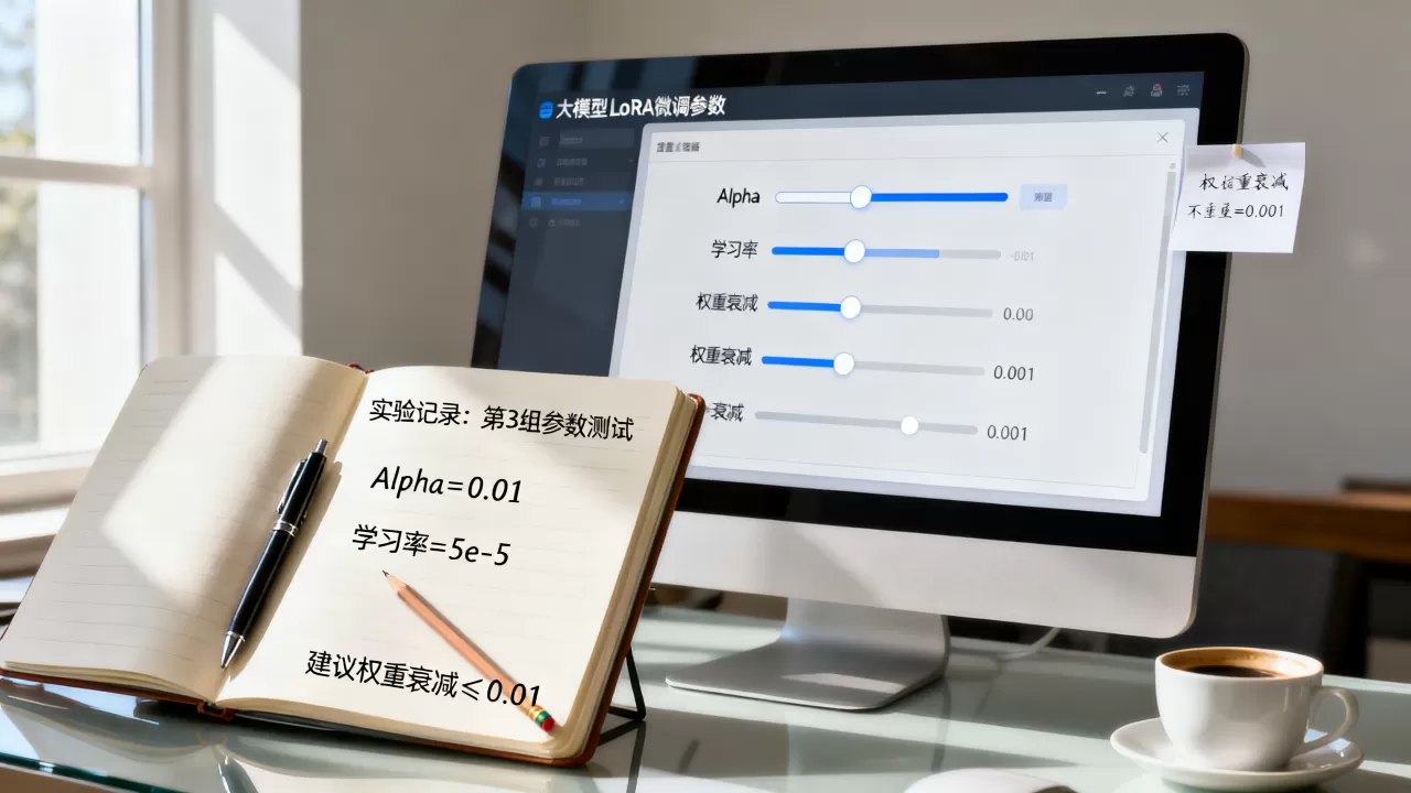 大模型LoRA微调Alpha怎么设？学习率与权重衰减如何选择