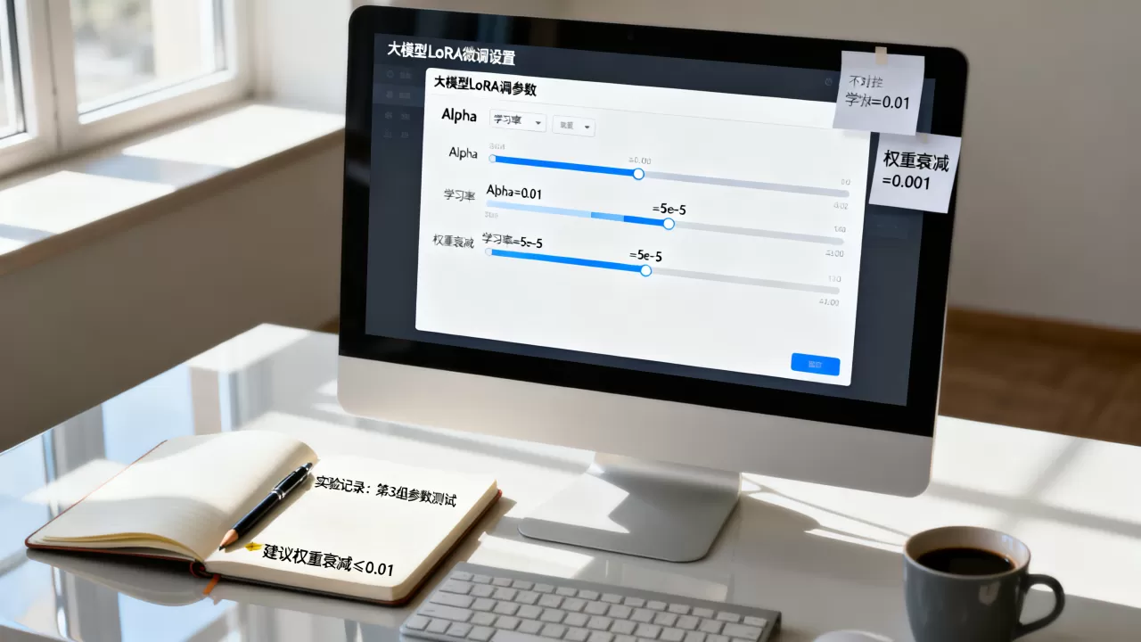 大模型LoRA微调Alpha怎么设？学习率与权重衰减如何选择