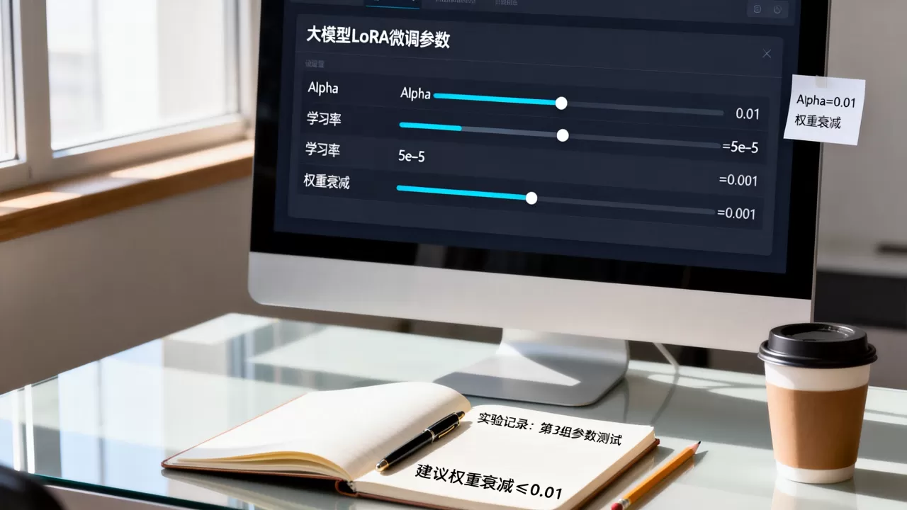 大模型LoRA微调Alpha怎么设？学习率与权重衰减如何选择