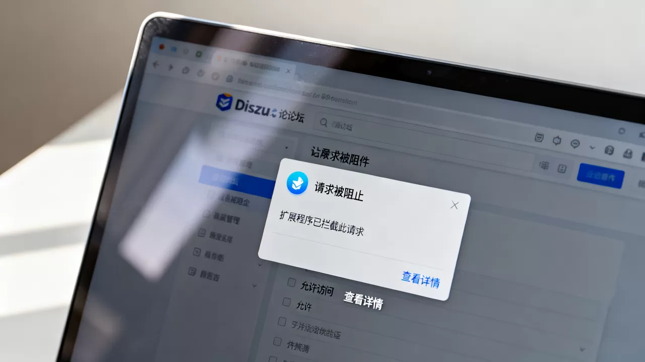 Discuz论坛请求被扩展程序阻止怎么办？如何解决浏览器插件拦截问题