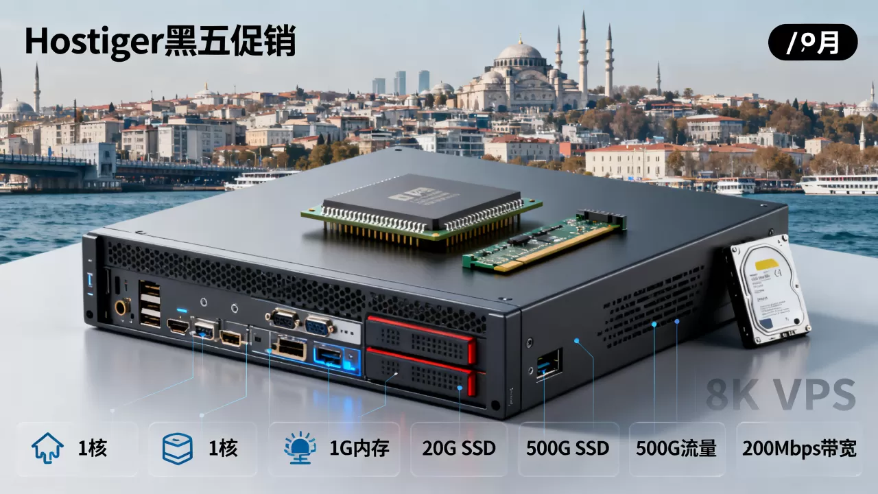 Hostiger黑五促销：土耳其伊斯坦布尔VPS，/月/1核/1G内存/20G SSD/500G流量@300Mbps带宽