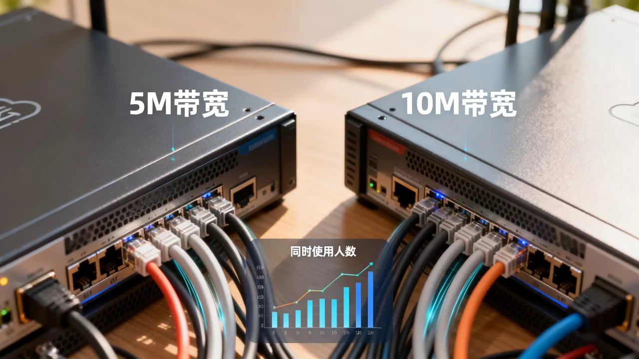 云服务器5M和10M带宽差距大吗？10M带宽够几个人同时用