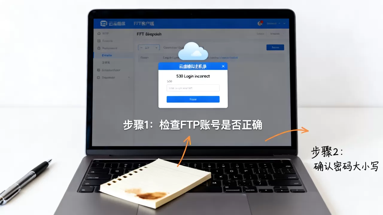 FTP连接云虚拟主机提示530 Login incorrect怎么解决？ftp登录密码错误怎么办