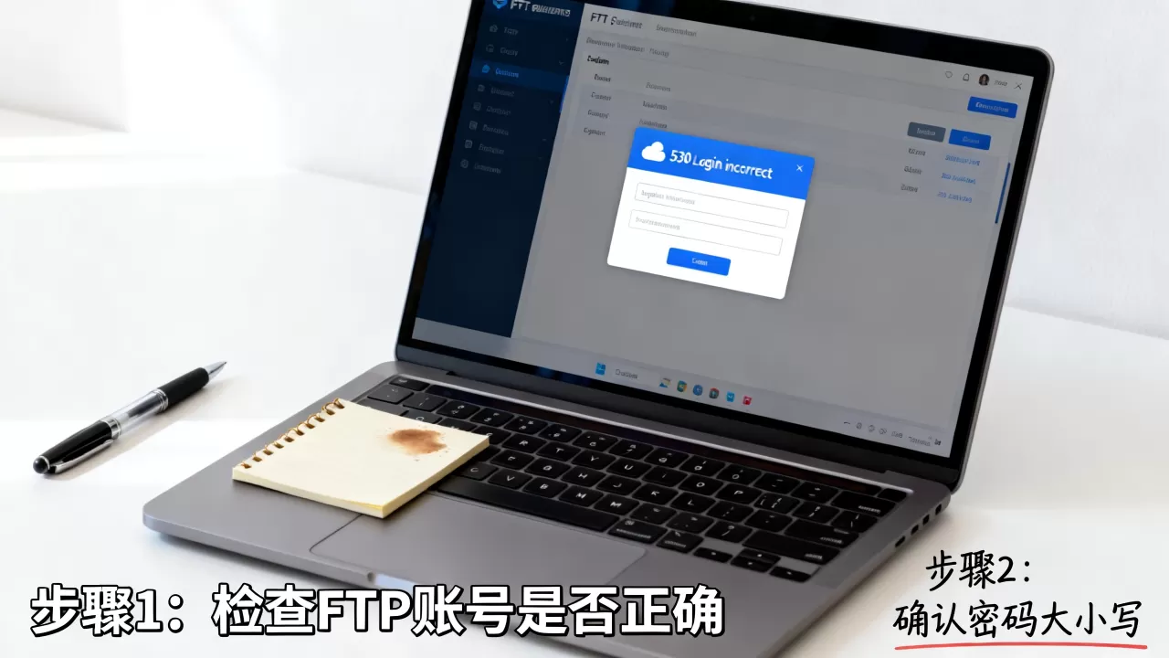 FTP连接云虚拟主机提示530 Login incorrect怎么解决？ftp登录密码错误怎么办