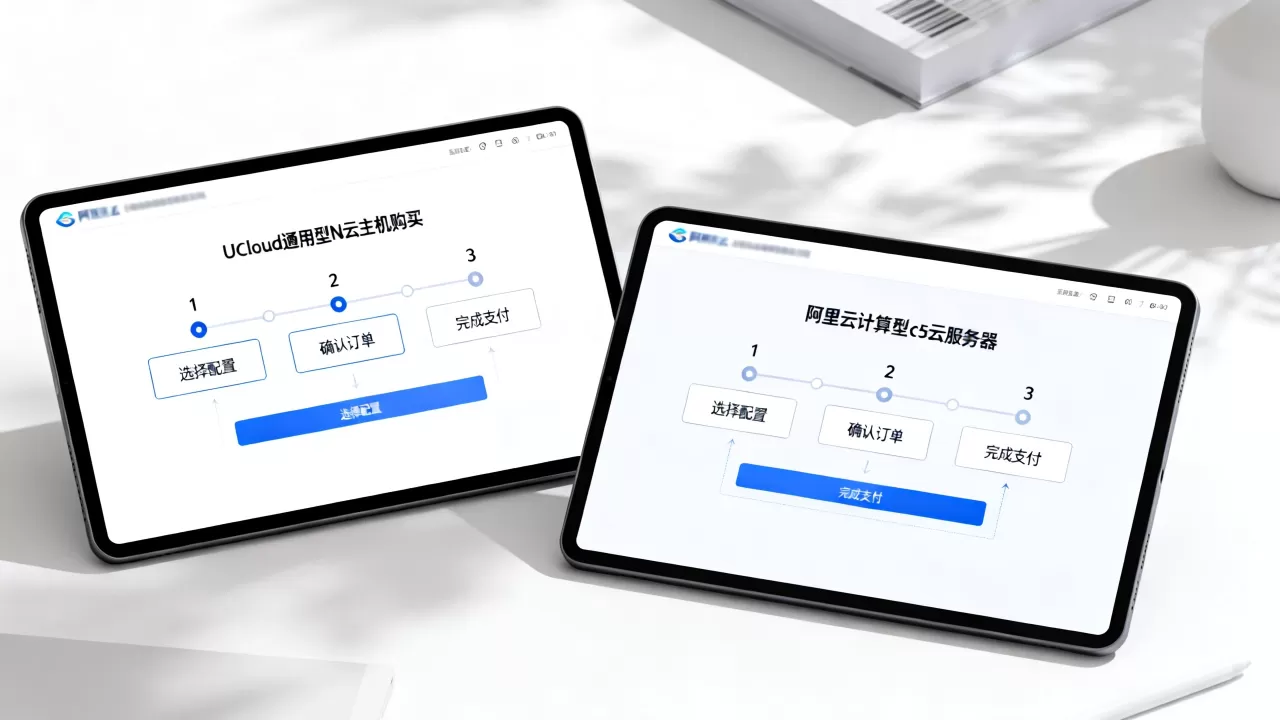 UCloud通用型N云主机和阿里云计算型c5云服务器购买步骤对比，云服务器购买流程详解