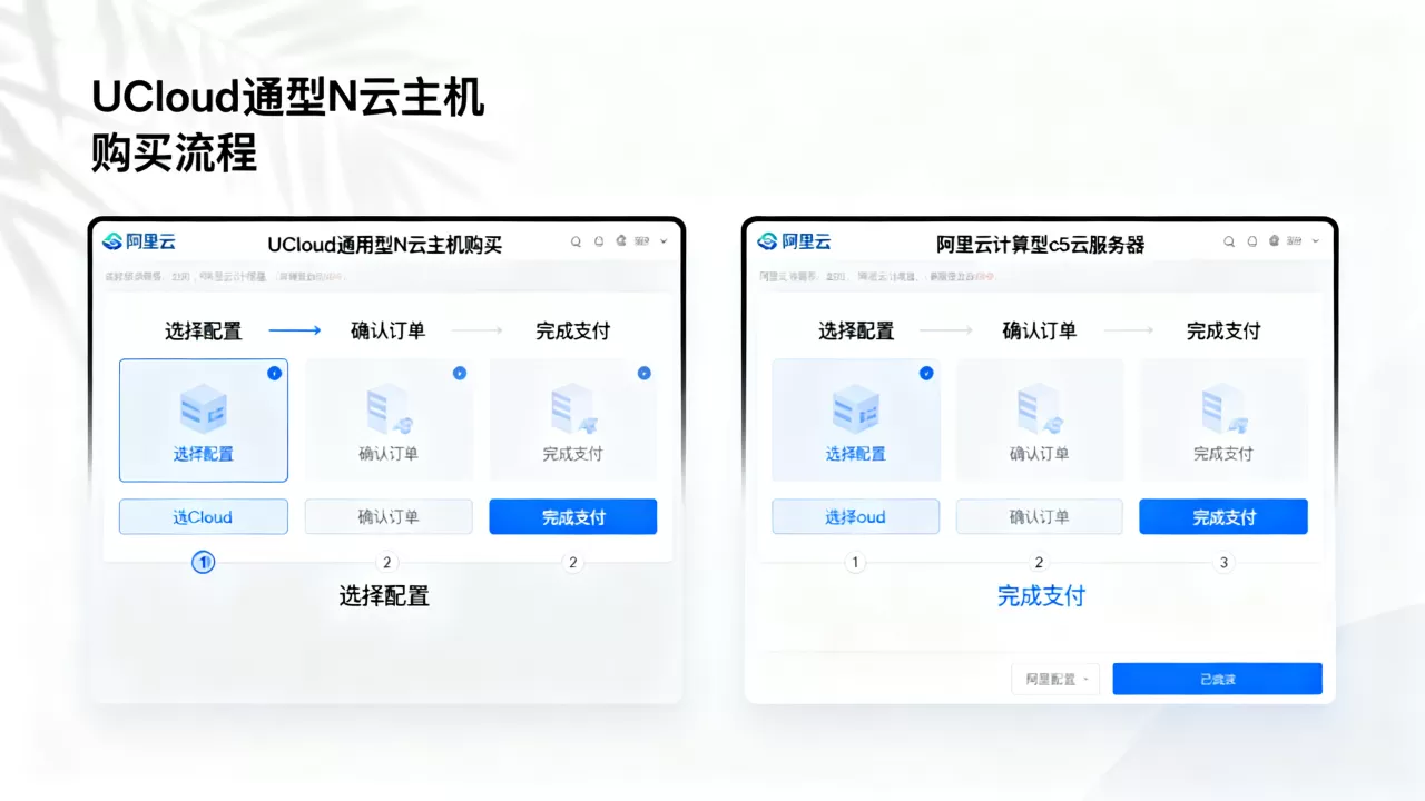 UCloud通用型N云主机和阿里云计算型c5云服务器购买步骤对比，云服务器购买流程详解