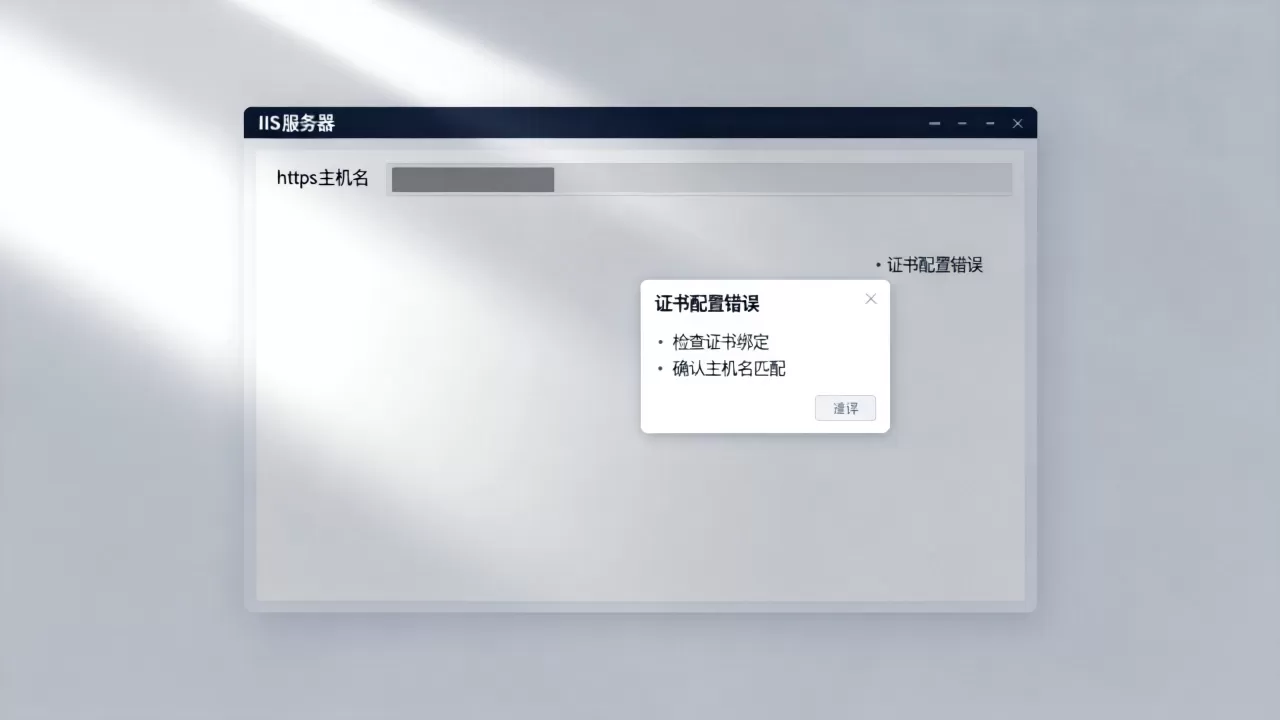 IIS服务器https主机名显示灰色无法编辑如何解决？IIS配置https证书报错