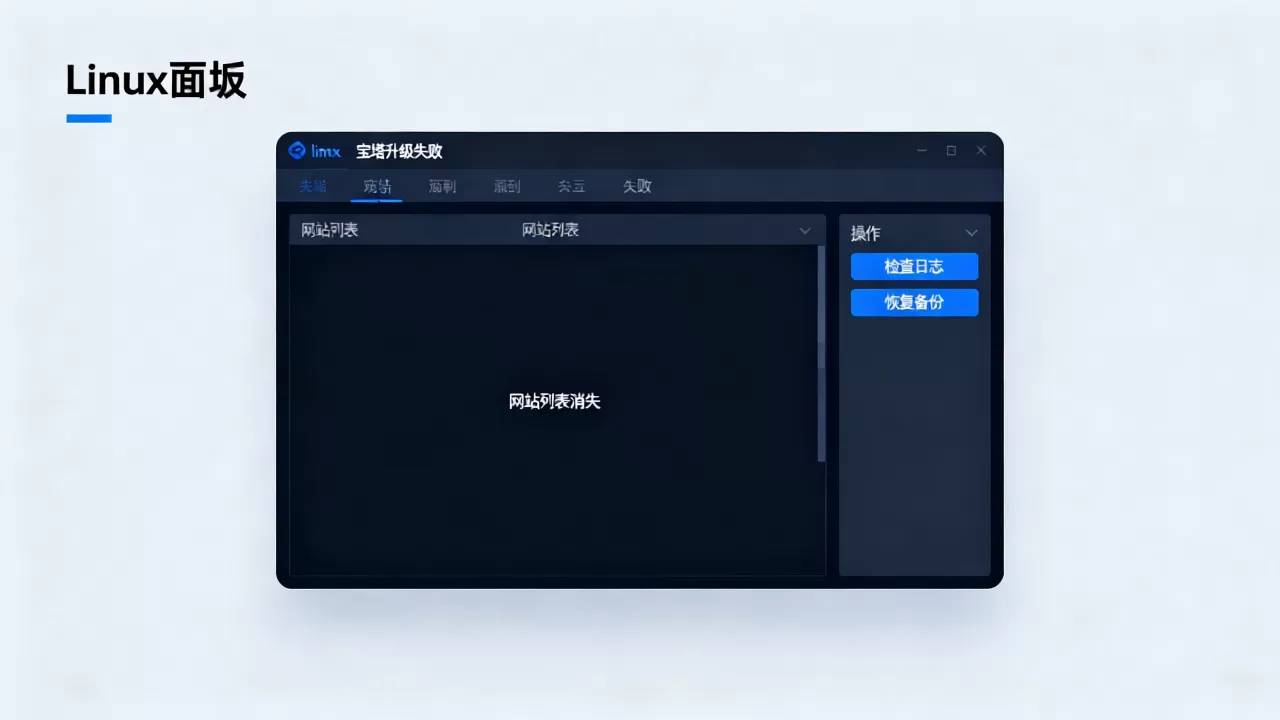 宝塔升级失败网站列表消失怎么办?linux面板升级后找不到网站 宝塔升级失败网站列表消失怎么办?linux面板升级后找不到网站