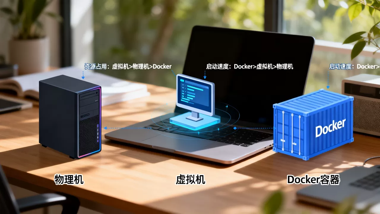 Docker和虚拟机区别在哪？虚拟机和Docker哪个更省资源