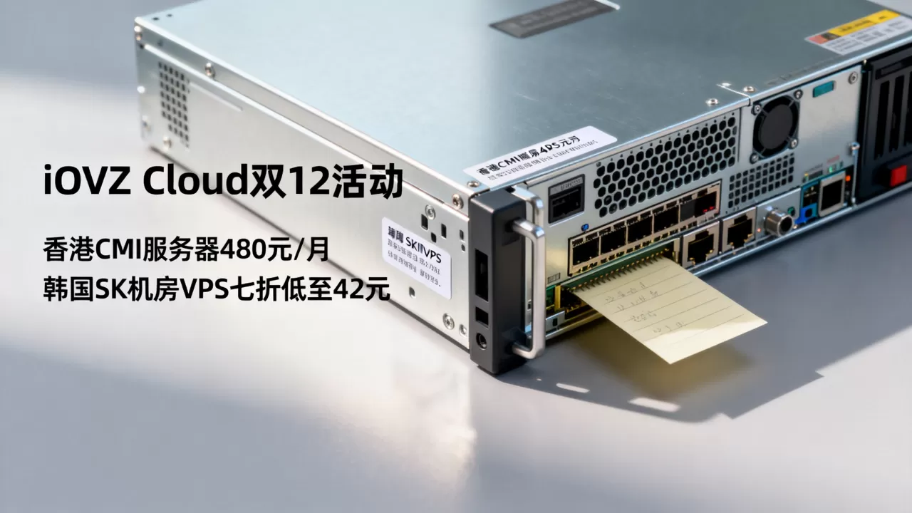 iOVZ Cloud双12活动香港CMI服务器480元/月值得买吗，韩国SK机房VPS七折低至42元