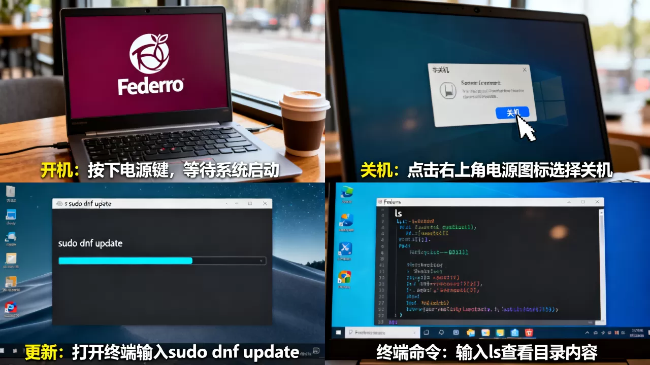 Fedora怎么打开、关机、更新和使用终端命令？Fedora新手入门教程