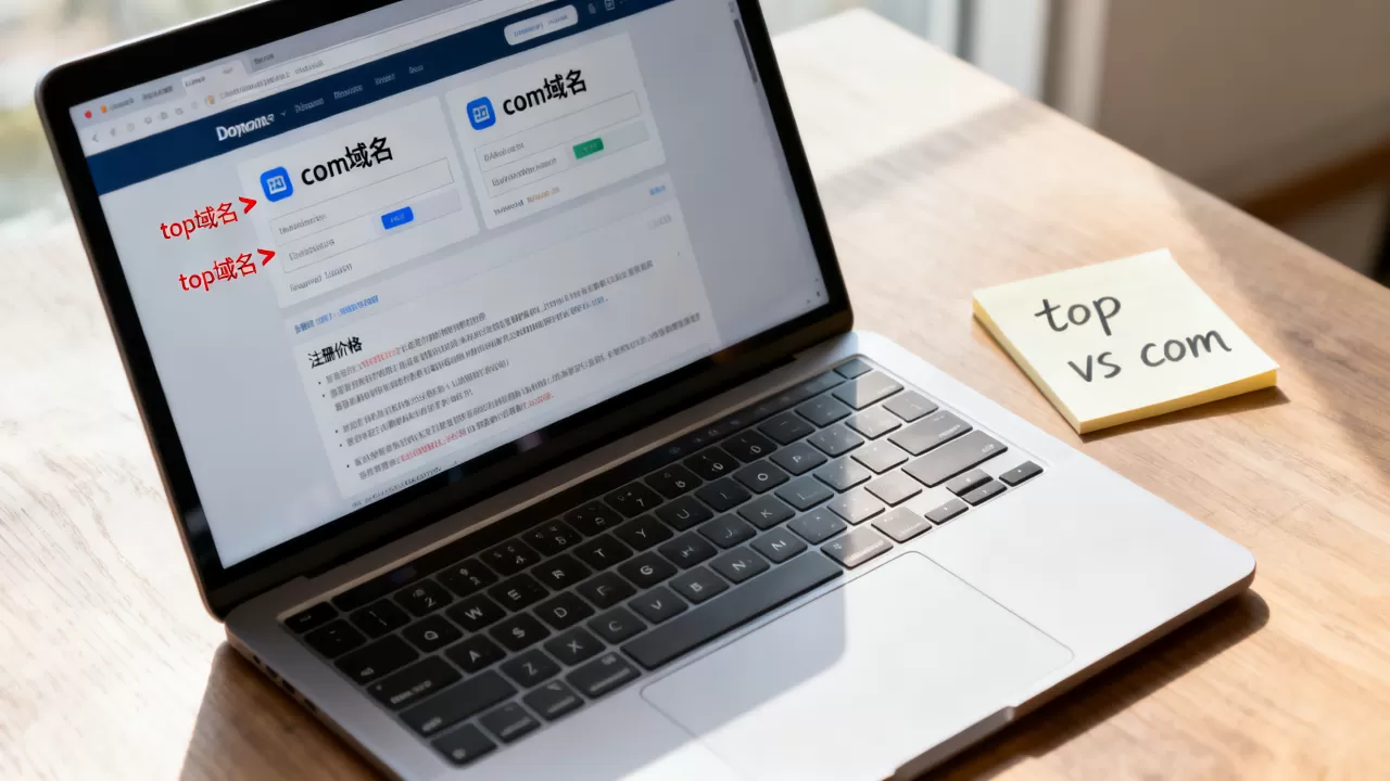 top域名和com域名有啥区别？com域名注册多少钱