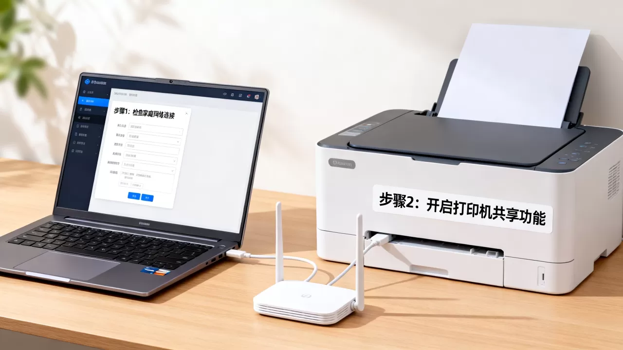 公司电脑怎么连家庭打印机？家庭网络打印机共享设置