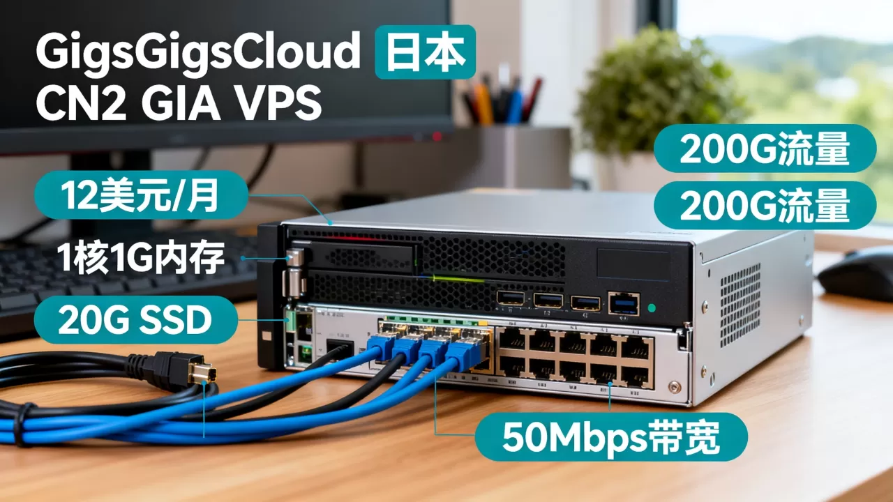 GigsGigsCloud日本CN2 GIA VPS：12美元/月/1核1G内存/20G SSD/200G流量@50Mbps带宽