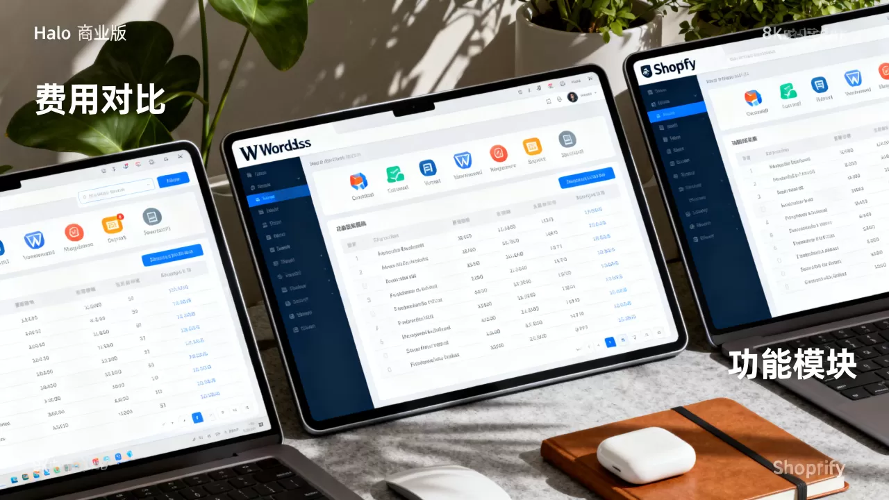 Halo商业版对比WordPress和Shopify哪个更划算？建站系统费用详解