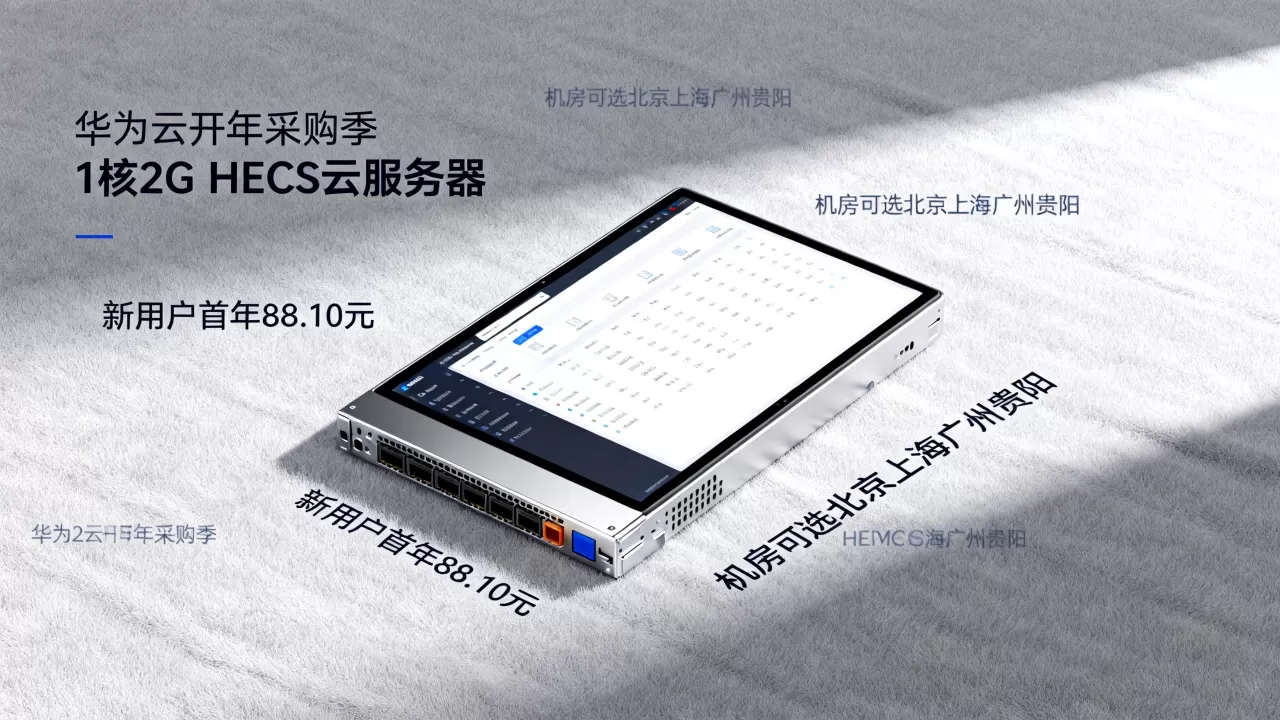 华为云开年采购季：1核2G HECS云服务器新用户首年88.10元，机房可选北京上海广州贵阳