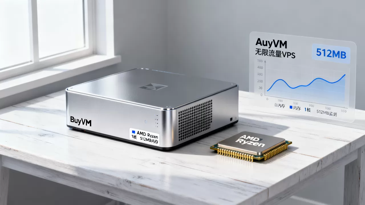 BuyVM无限流量VPS靠谱吗？AMD Ryzen 1核512MB内存评测