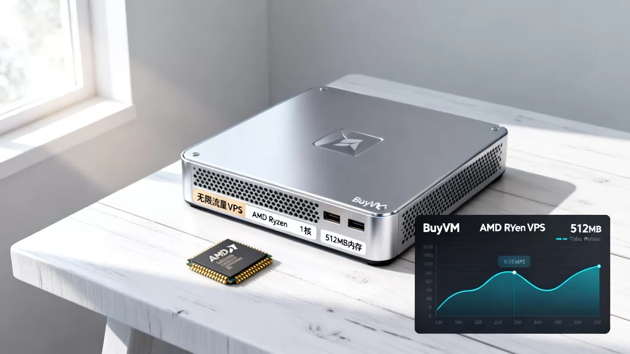 BuyVM无限流量VPS靠谱吗？AMD Ryzen 1核512MB内存评测