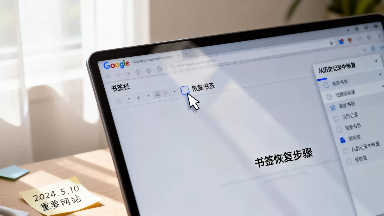 Google浏览器收藏的网站找不到了？怎么恢复书签