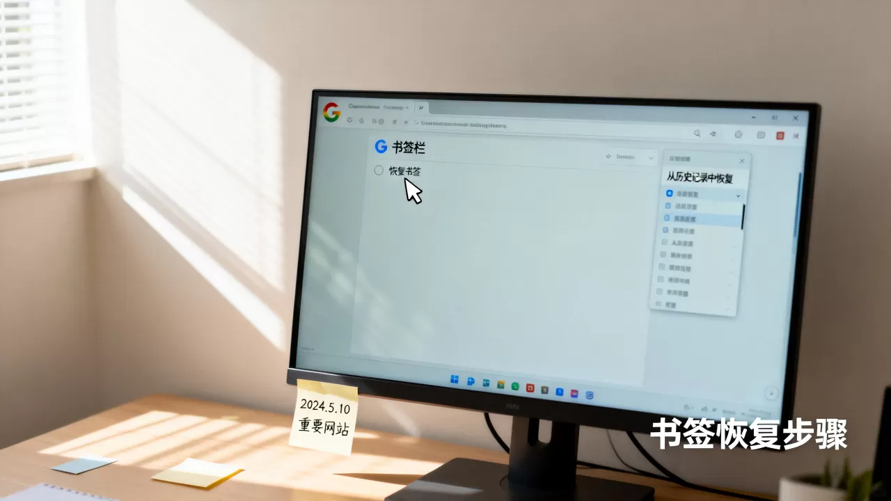 Google浏览器收藏的网站找不到了？怎么恢复书签