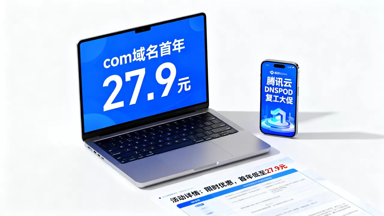 com域名首年27.9元是真的吗？腾讯云DNSPOD复工大促详情