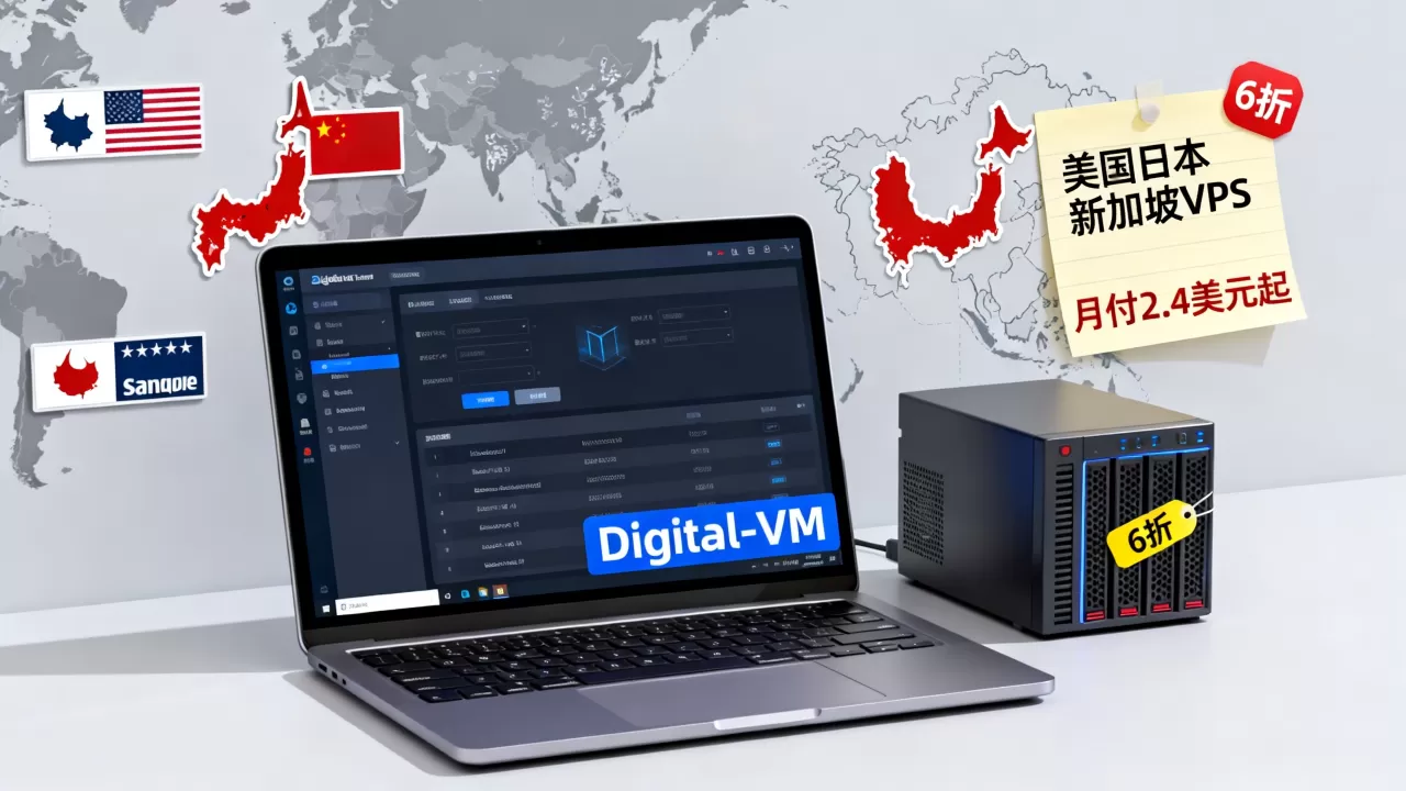 Digital-VM全场6折怎么领？美国日本新加坡VPS月付2.4美元起