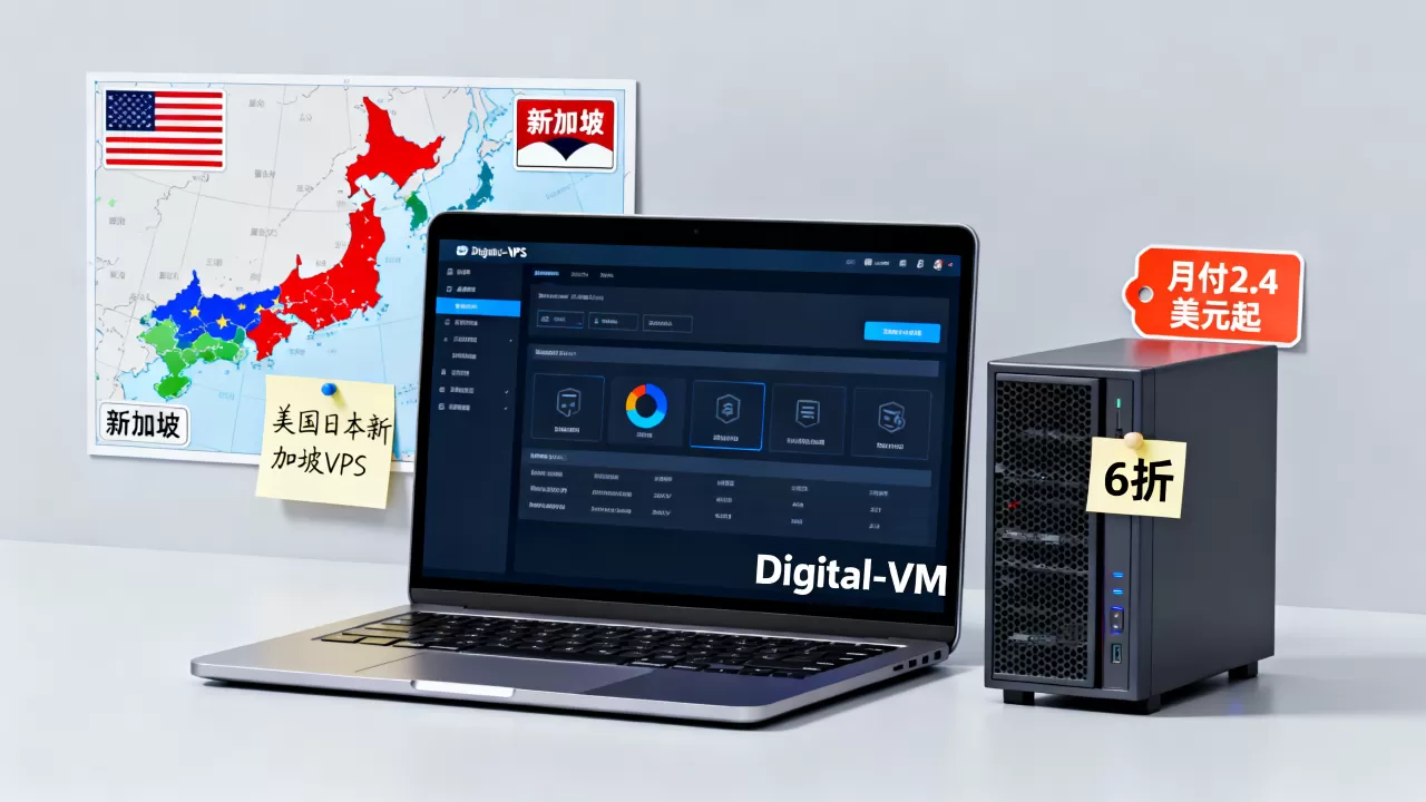 Digital-VM全场6折怎么领？美国日本新加坡VPS月付2.4美元起