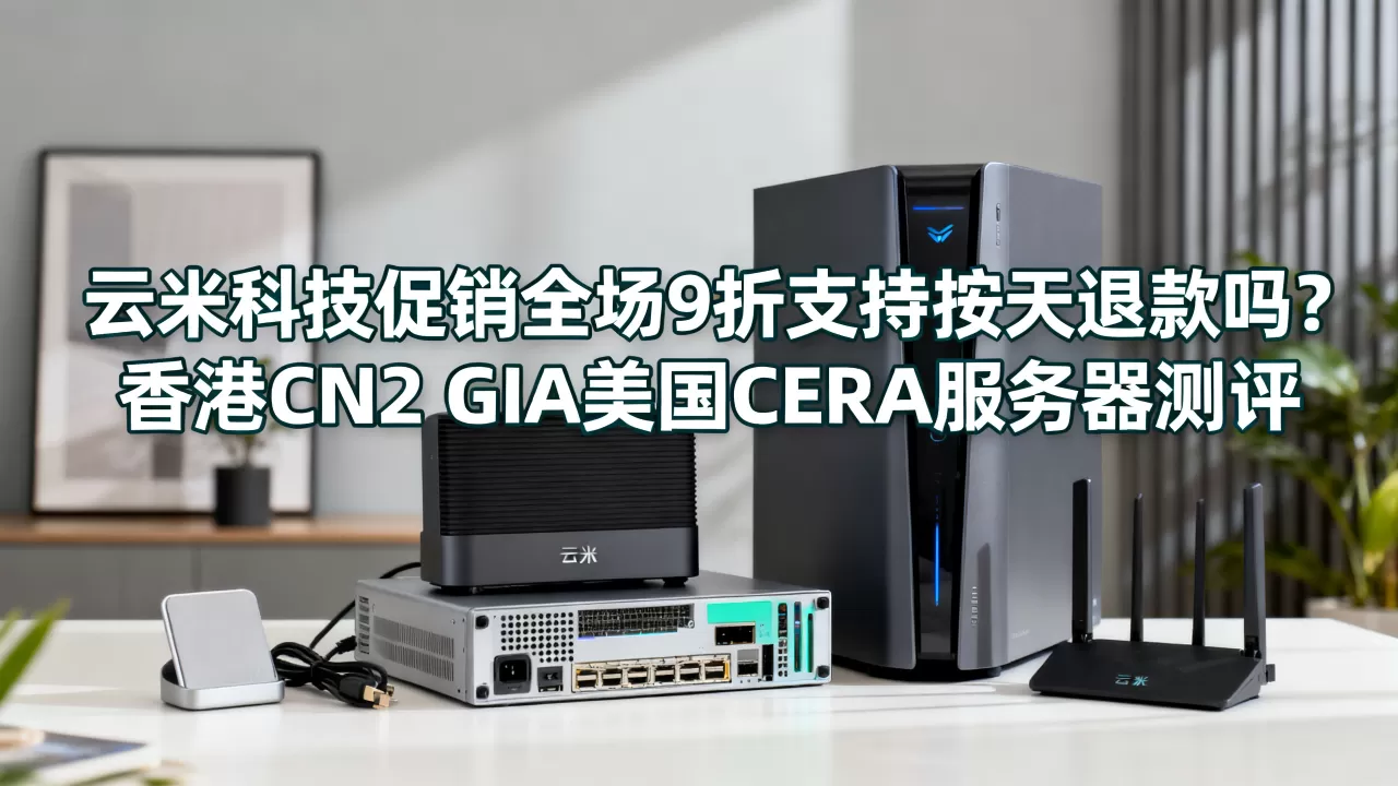 云米科技促销全场9折支持按天退款吗？香港CN2 GIA美国CERA服务器测评