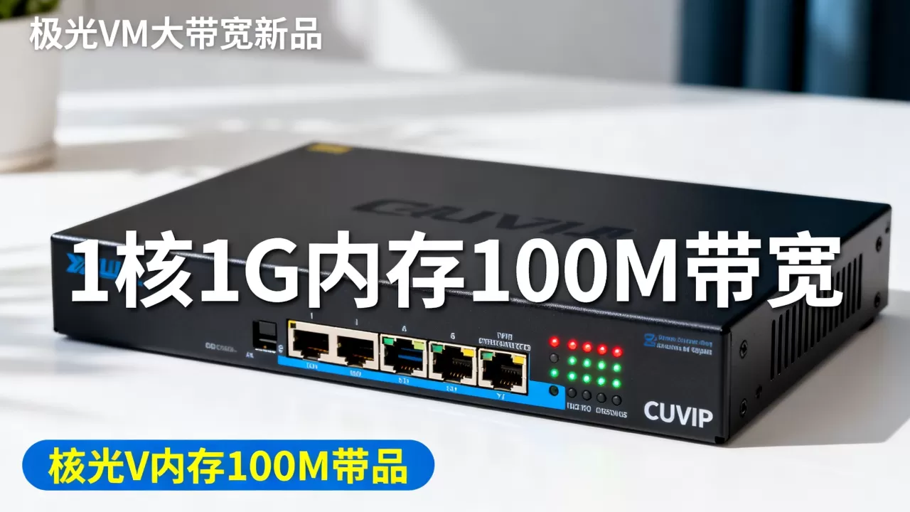 极光VM大带宽新品CUVIP性能如何？1核1G内存100M带宽适合什么
