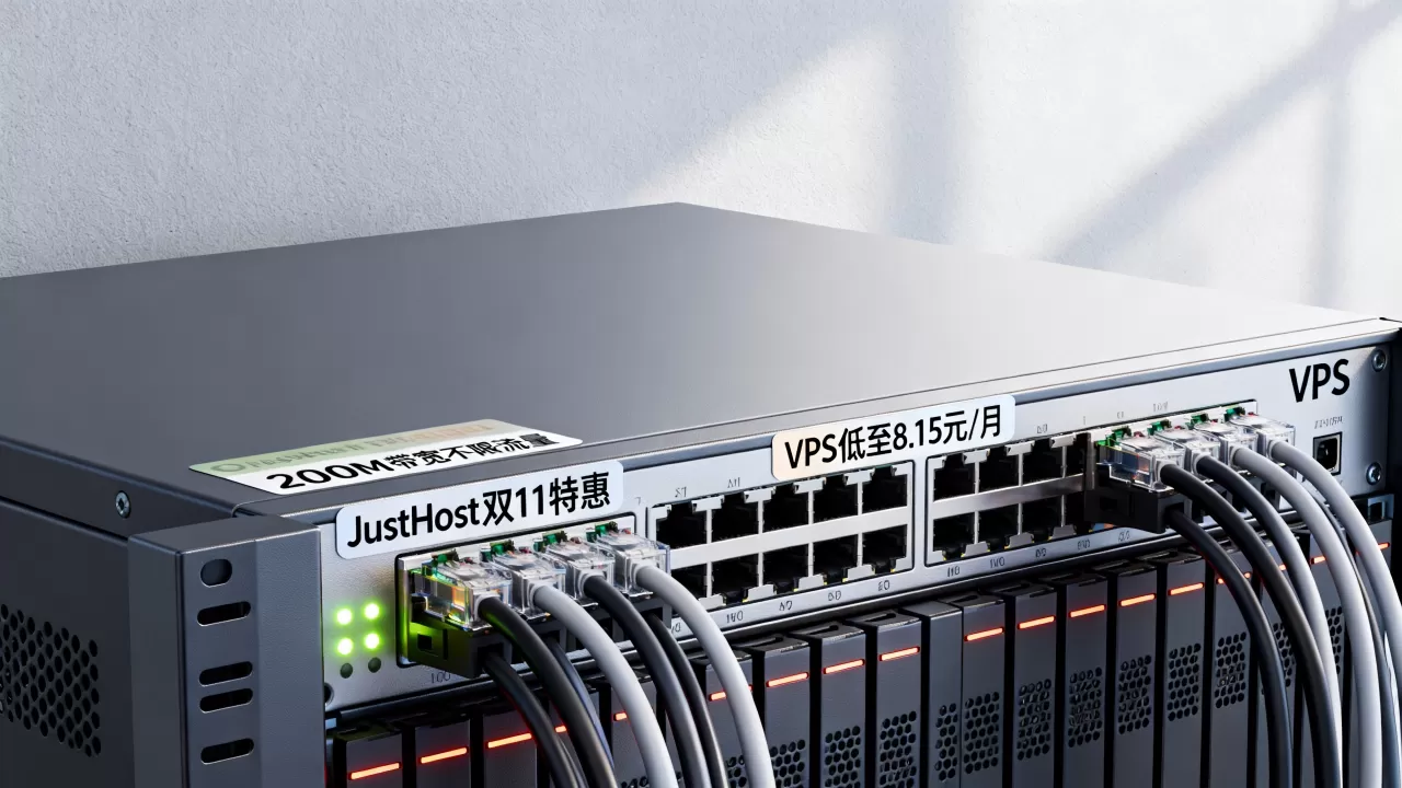 JustHost双11VPS低至8.15元/月，200M带宽不限流量稳定吗