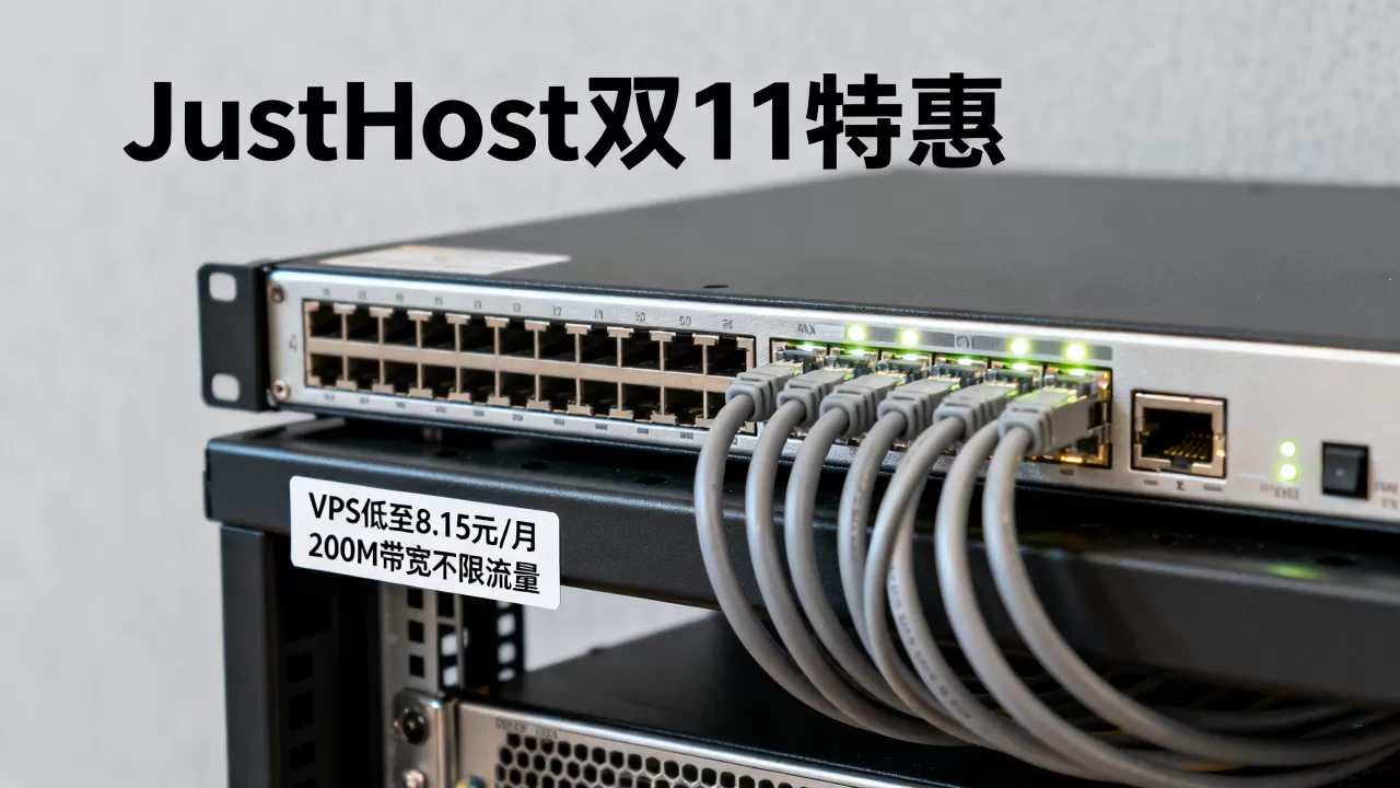 JustHost双11VPS低至8.15元/月，200M带宽不限流量稳定吗