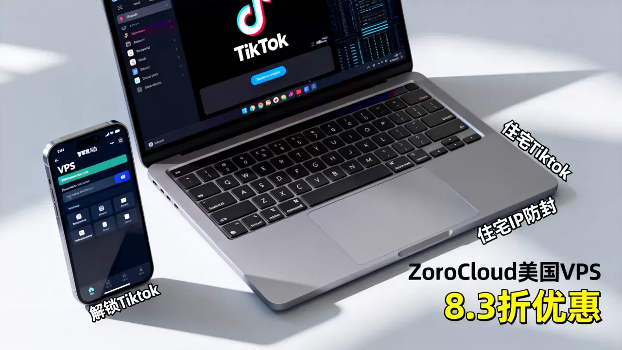 ZoroCloud美国VPS8.3折能解锁Tiktok吗？美国住宅IP防封教程