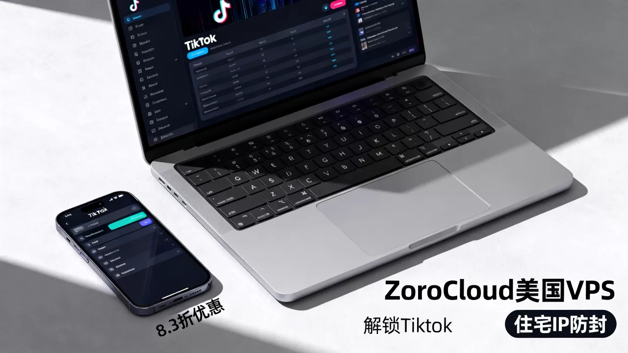 ZoroCloud美国VPS8.3折能解锁Tiktok吗？美国住宅IP防封教程
