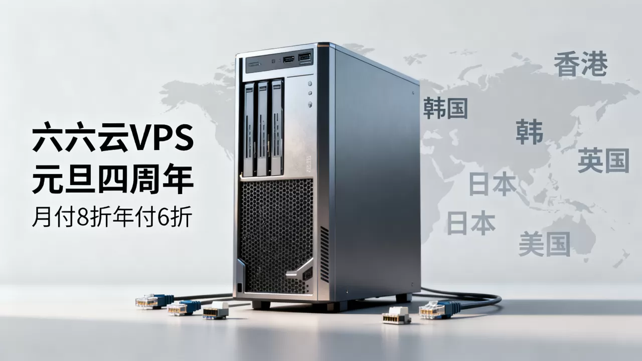 六六云VPS元旦四周年月付8折年付6折是真的吗，香港韩国日本英国美国VPS推荐