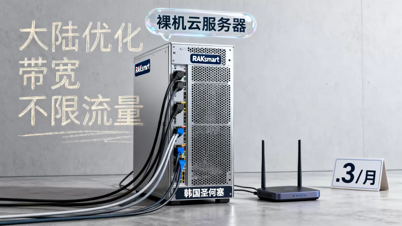 RAKsmart韩国圣何塞裸机云服务器低至.3/月,大陆优化带宽不限流量靠谱吗