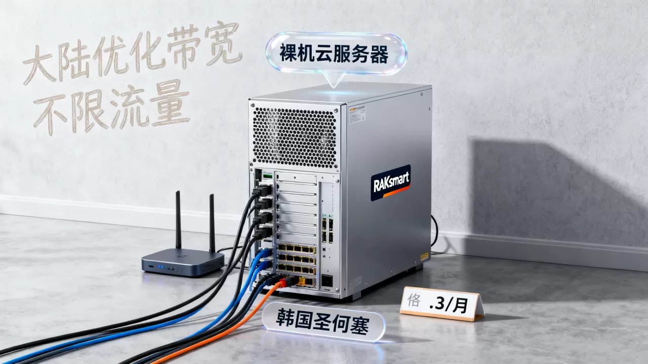 RAKsmart韩国圣何塞裸机云服务器低至.3/月,大陆优化带宽不限流量靠谱吗