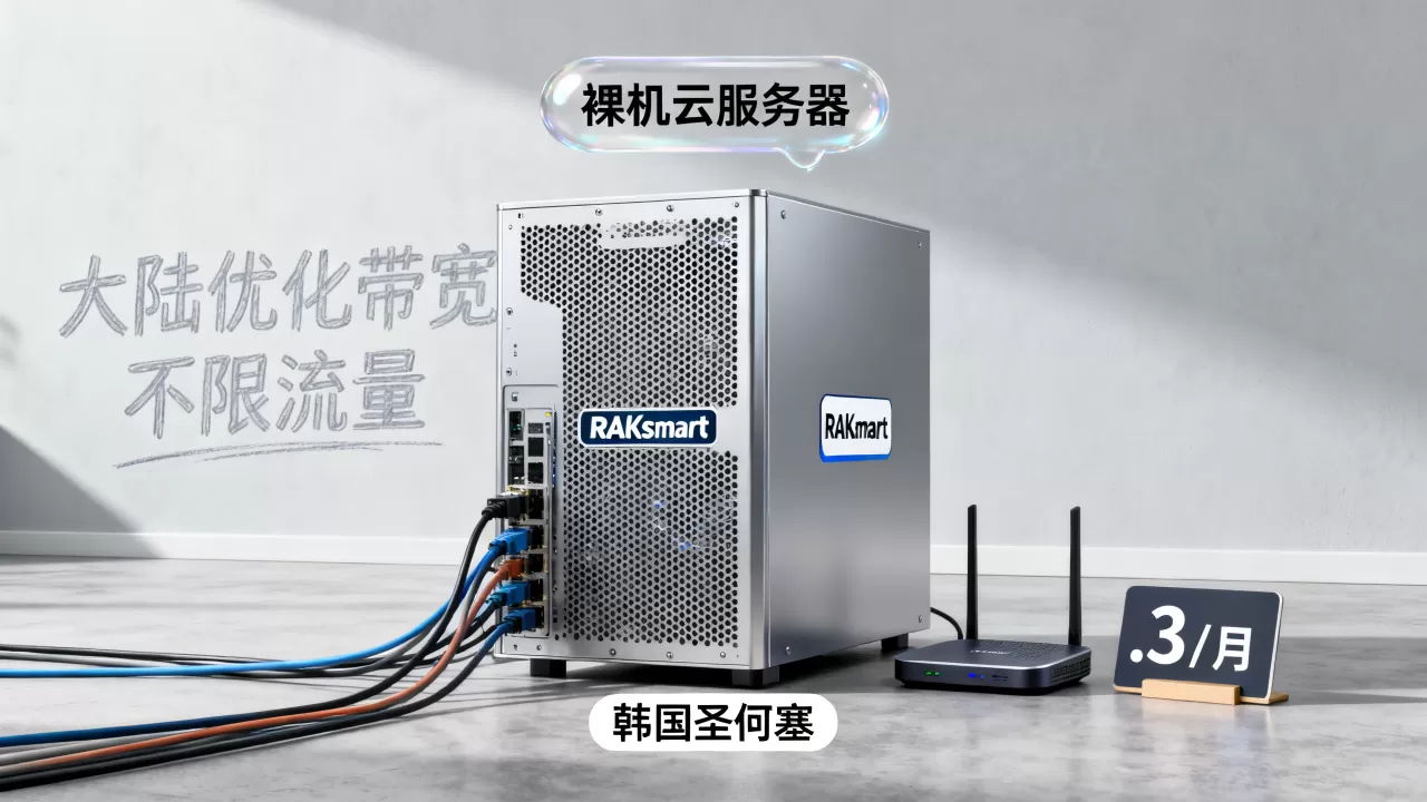 RAKsmart韩国圣何塞裸机云服务器低至.3/月,大陆优化带宽不限流量靠谱吗