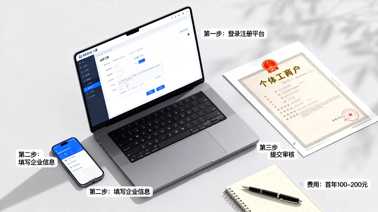 个体工商户域名怎么网上注册？个体户域名注册流程及费用