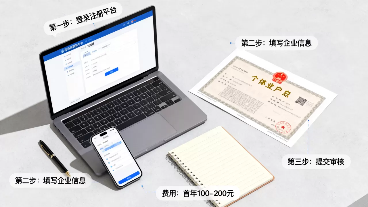 个体工商户域名怎么网上注册？个体户域名注册流程及费用