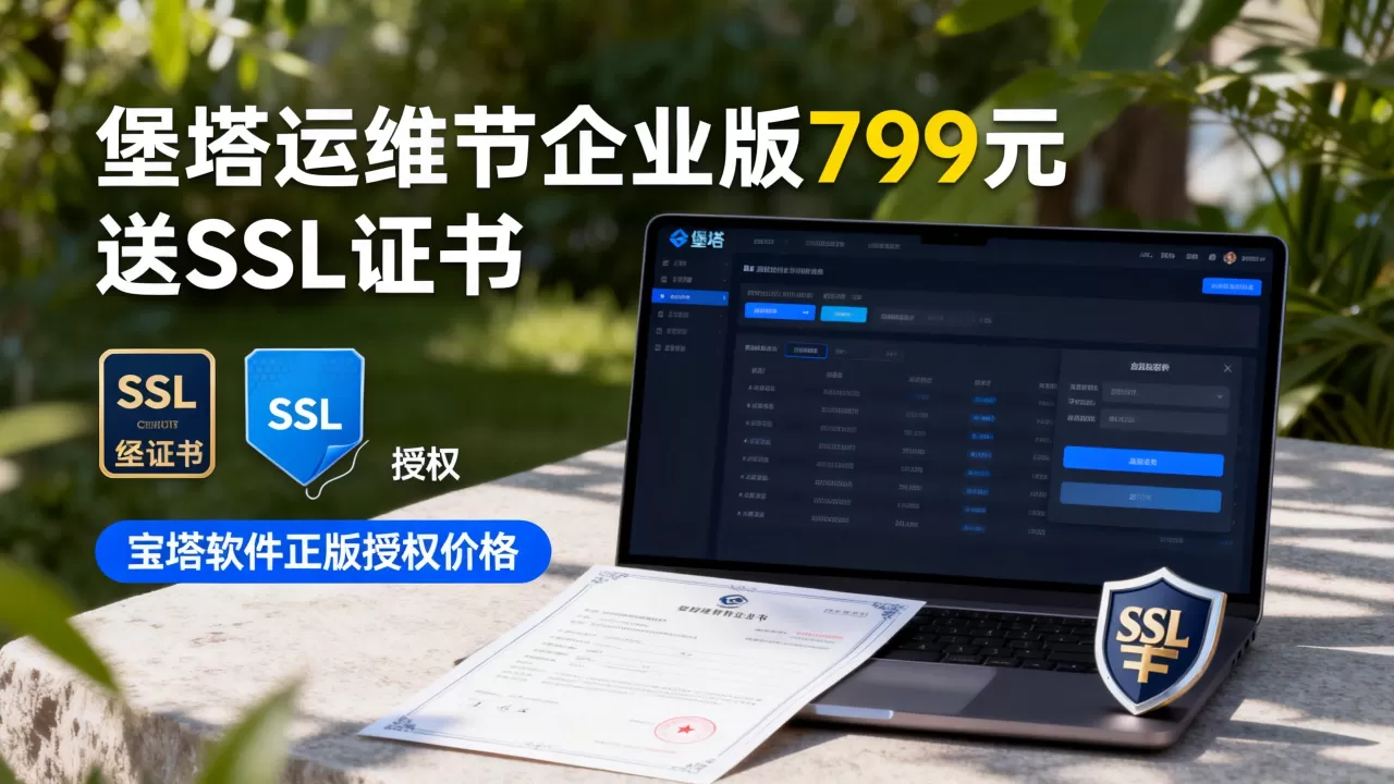 堡塔运维节企业版799元送SSL证书，宝塔软件正版授权价格多少